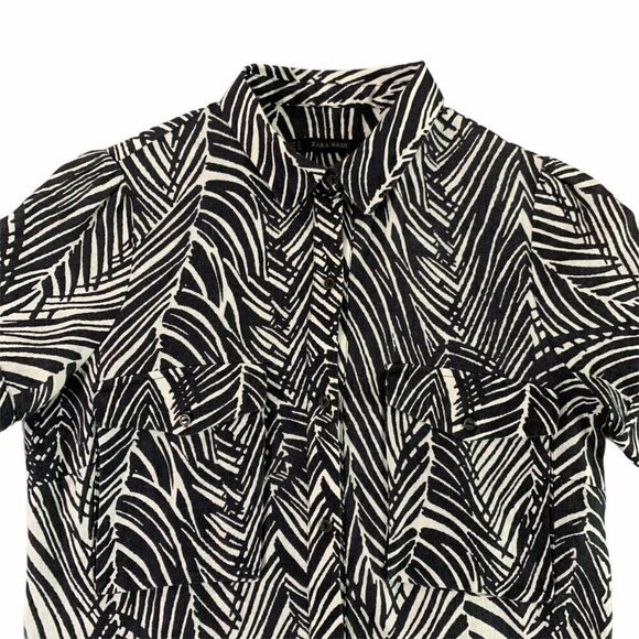 Zara Basic Women's Short Sleeve Button Up Shirt - Picture 3 of 9